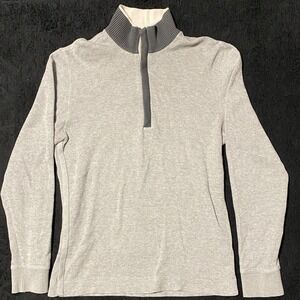 HUGO BOSS Men's Regular Fit Gray Quarter Zip Long Sleeve‎ Sweater Pullover